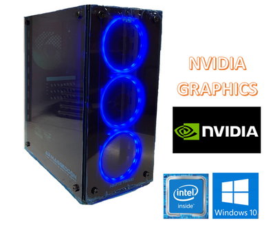 Intel Quad Core i5 Gaming PC NVIDIA GT 1030 8GB RAM 240GB SSD 500GB HDD W10P